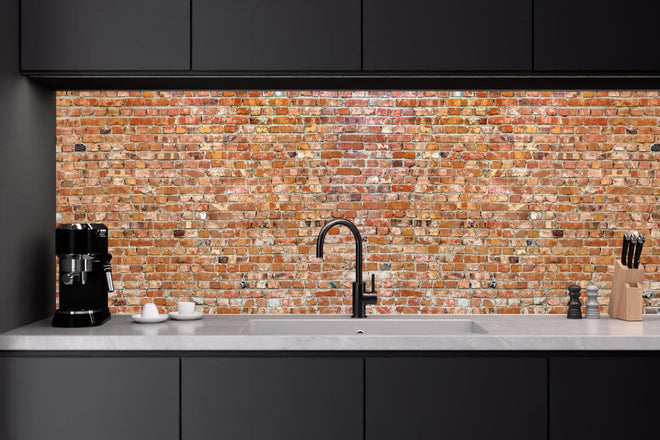 Küchenrückwand - Ziegelmauer in roter Farbe