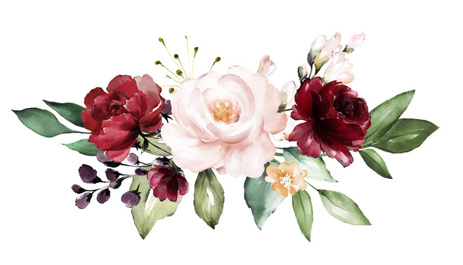 Spritzschutz - Aquarell bordeauxfarbene Blumen