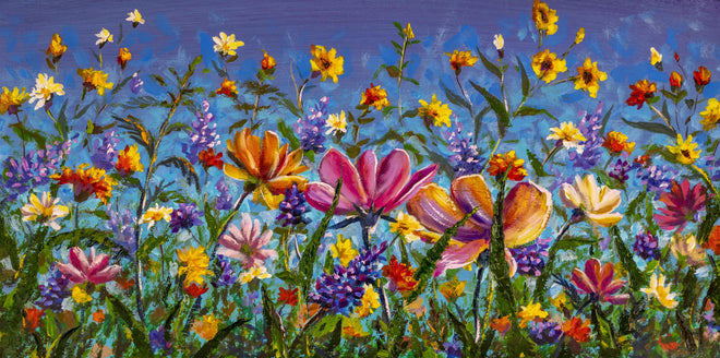 Spritzschutz - Bunter Blumenmix Ölgemälde