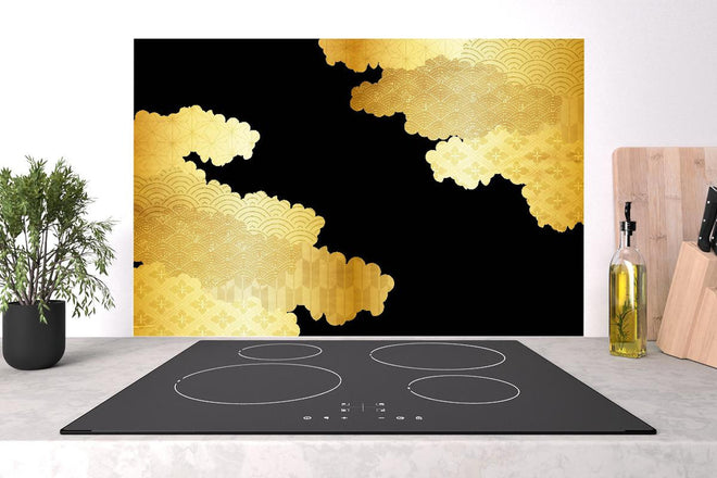 Spritzschutz - Abstrakt Goldene Wellen Texturen Muster