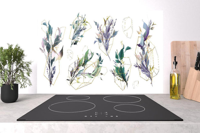 Spritzschutz - Abstrakte Blumen und Geometrie Kunst