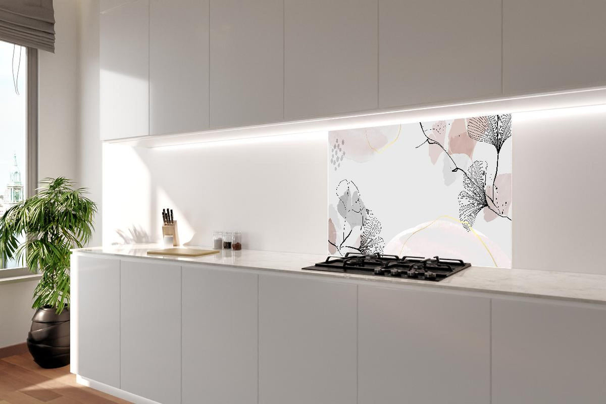 Spritzschutz - Abstrakte Ginkgo-Blätter in sanften Pastelltönen