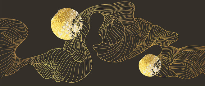 Spritzschutz - Abstrakte Goldene Lineart auf Schwarz