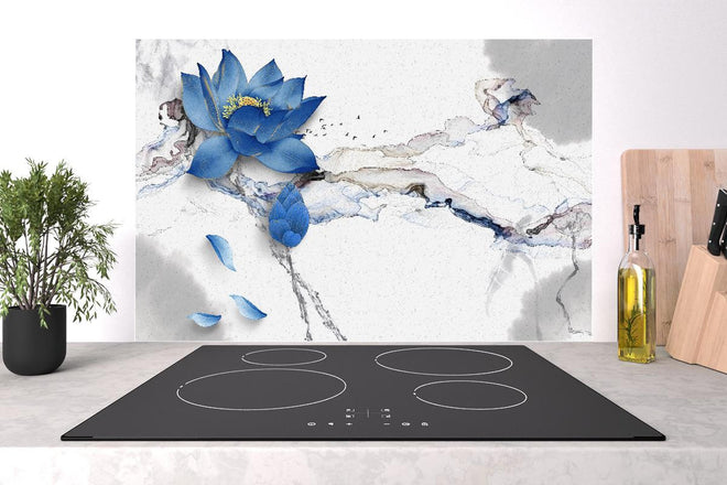 Spritzschutz - Abstrakte Illustration blauer Blume