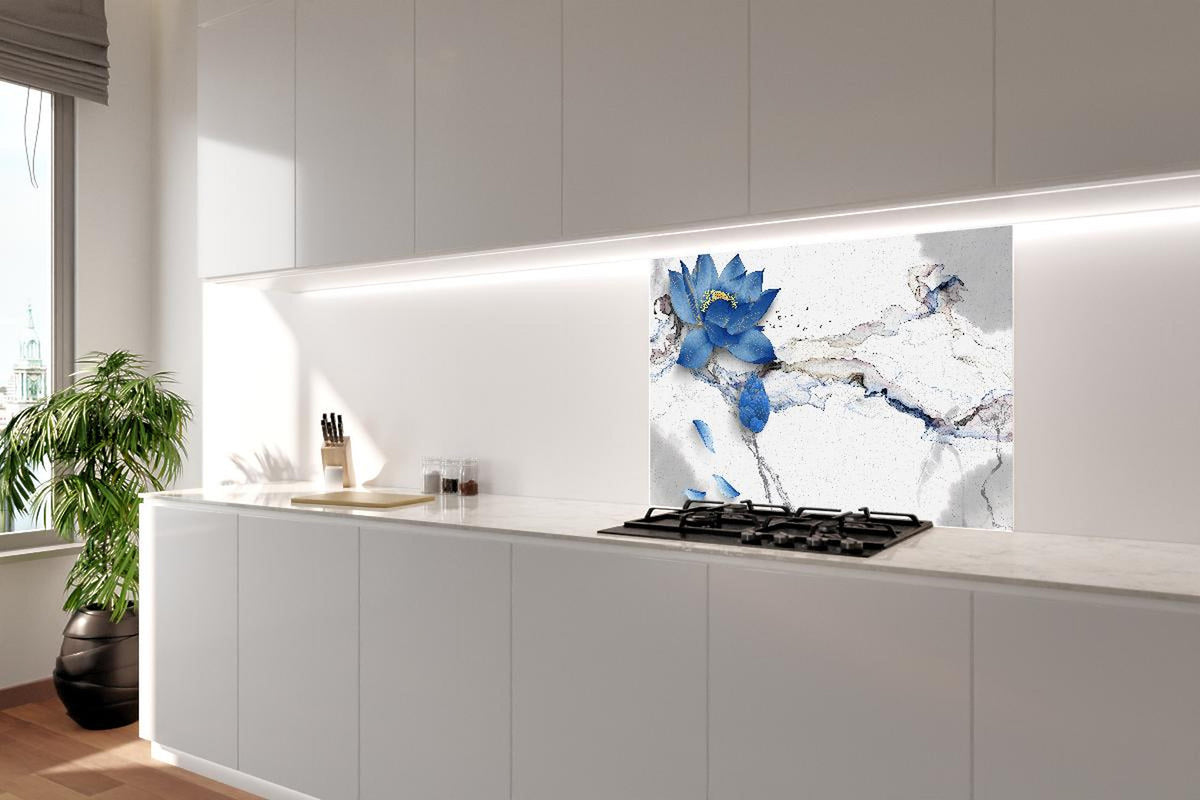 Spritzschutz - Abstrakte Illustration blauer Blume