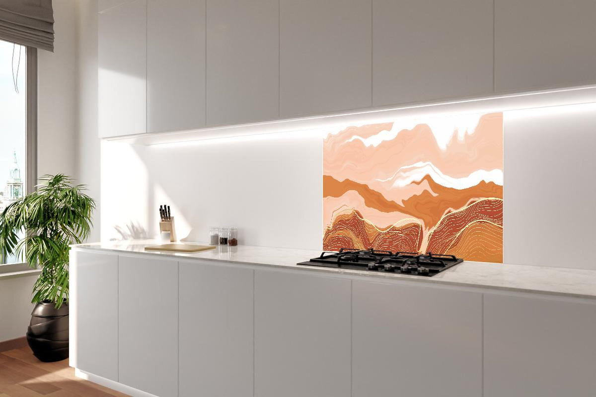 Spritzschutz - Abstrakte Kunst Linien Erdtöne Muster