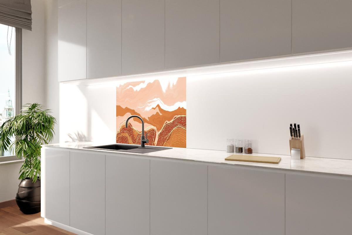 Spritzschutz - Abstrakte Kunst Linien Erdtöne Muster