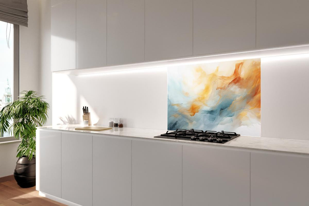 Spritzschutz - Abstrakte Wellen in warmen und kühlen Tönen