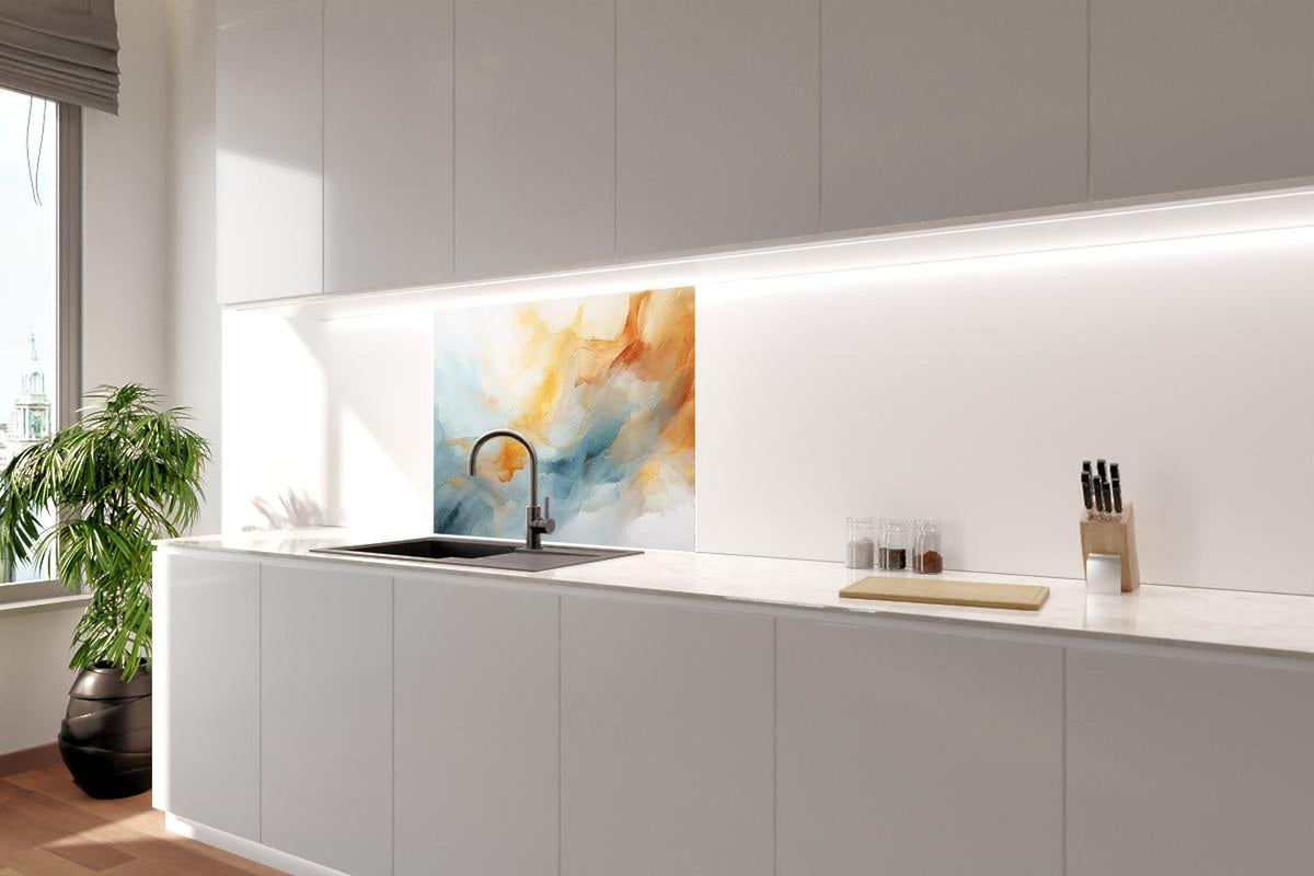 Spritzschutz - Abstrakte Wellen in warmen und kühlen Tönen