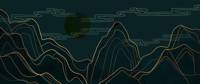 Spritzschutz - Abstrakte nächtliche Berge Linienkunst