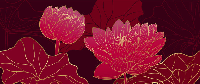 Spritzschutz - Abstrakte rote Lotusblüten Illustration