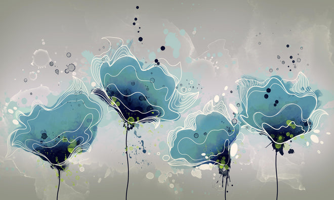 Spritzschutz - Abstrakten blauen Aquarellblumen