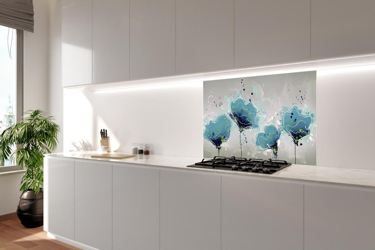 Spritzschutz - Abstrakten blauen Aquarellblumen