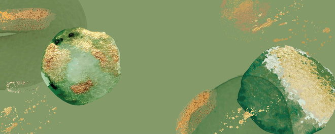 Spritzschutz - Abstraktes Design mit Grün und Goldtönen