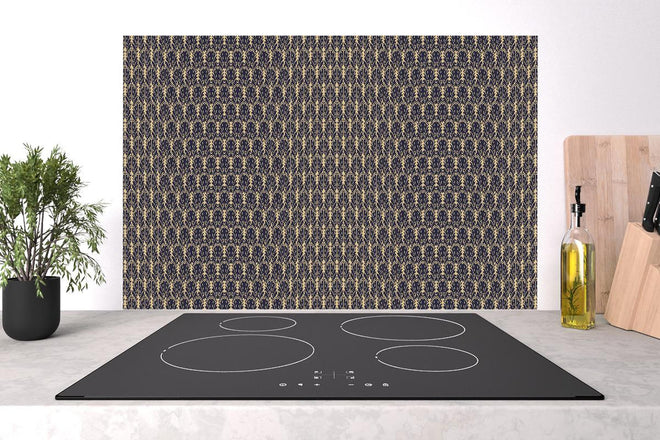 Spritzschutz - Abstraktes Designer-Muster in Anthrazit und Gold