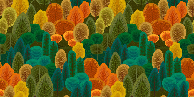 Spritzschutz - Abstraktes Waldmuster in Herbstfarben Design