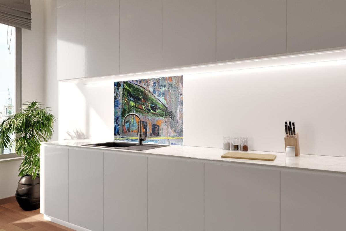 Spritzschutz - Acryl Farben Kunst - Gebäude