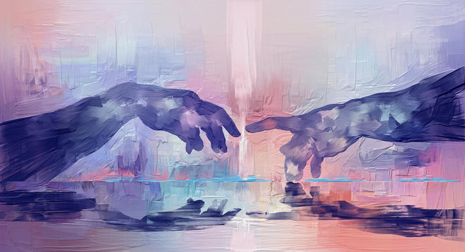 Spritzschutz - Acryl Malerei - Zwei Hände