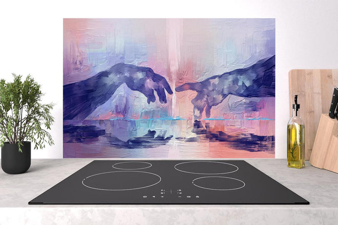 Spritzschutz - Acryl Malerei - Zwei Hände