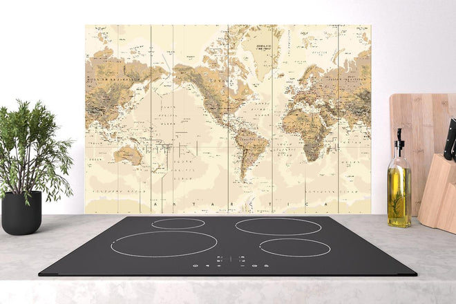 Spritzschutz - Antike Weltkarte Amerika-zentriert Braun