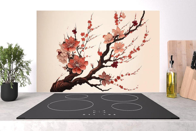 Spritzschutz - Aquarell Kirschblütenzweig Sakura