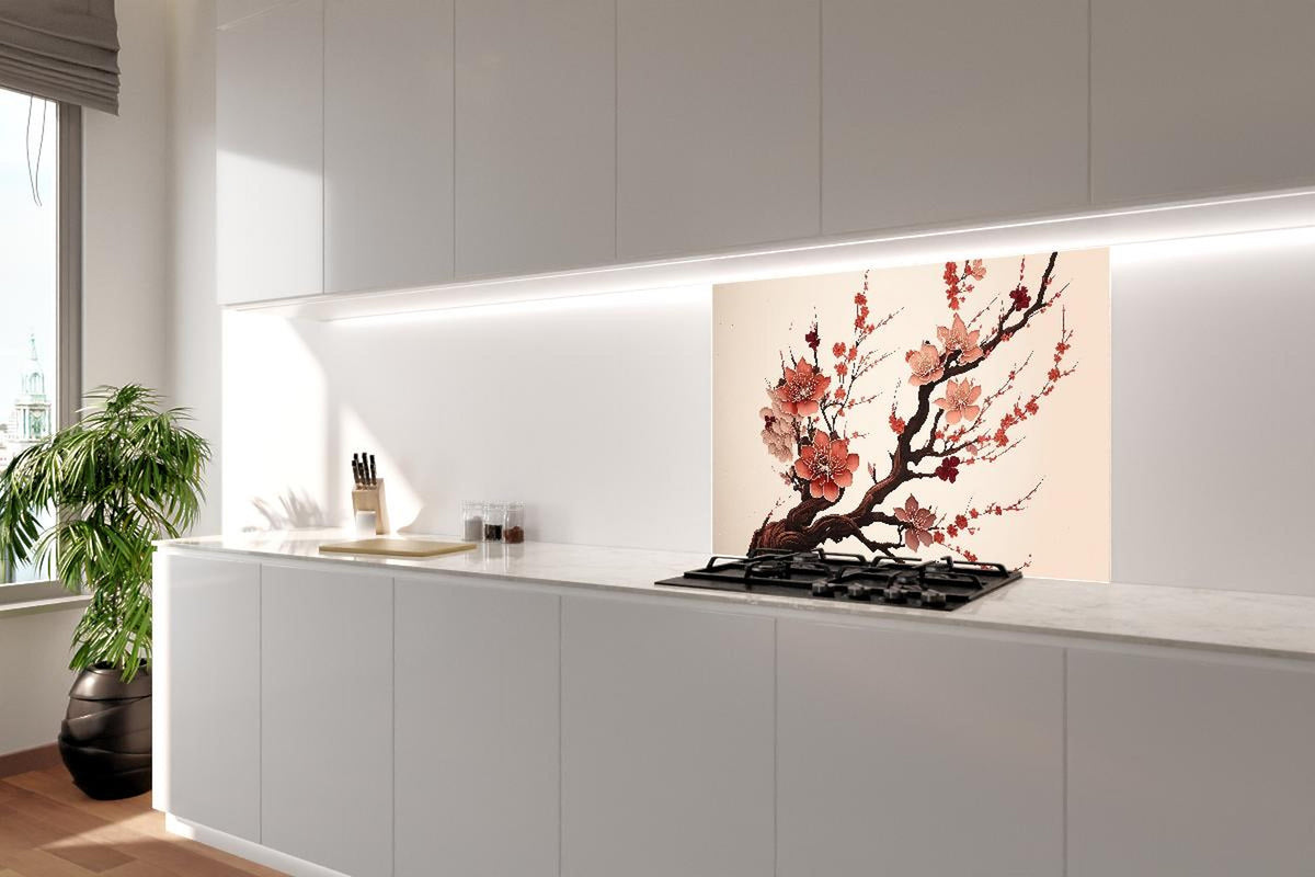 Spritzschutz - Aquarell Kirschblütenzweig Sakura