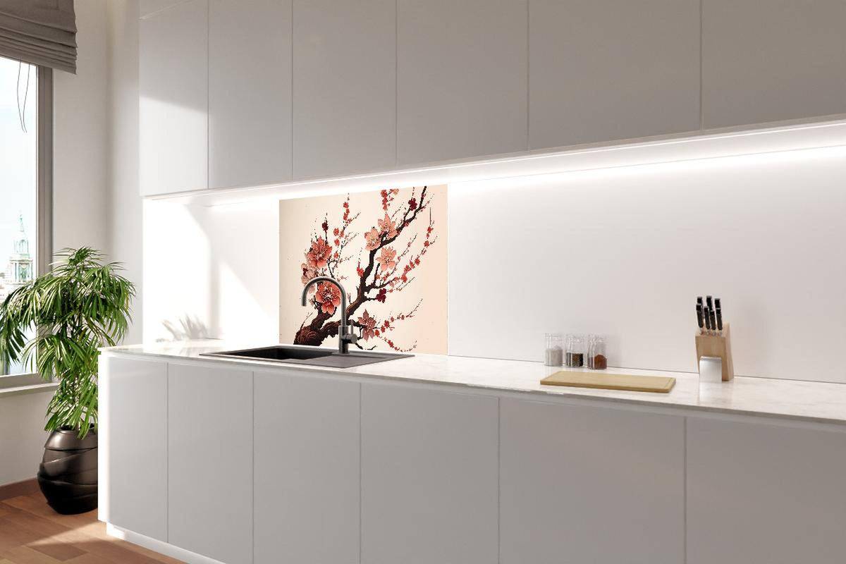 Spritzschutz - Aquarell Kirschblütenzweig Sakura