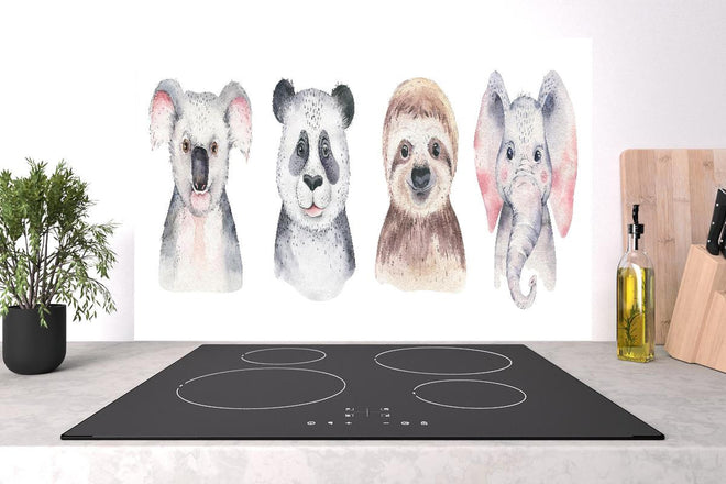 Spritzschutz - Aquarell Tiere Cartoon Baby Illustration