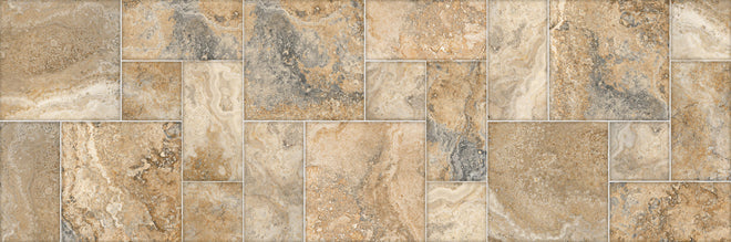 Spritzschutz - Beige Wandtextur aus Natursteinblöcken