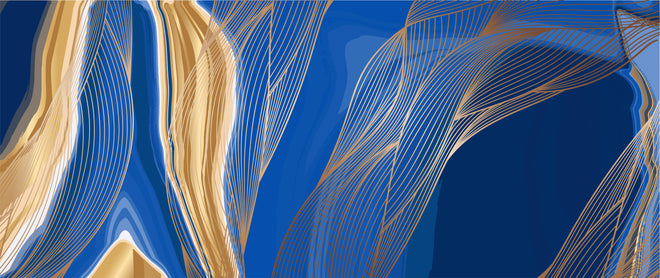 Spritzschutz - Blau-Goldenes abstraktes Linien-Art-Design