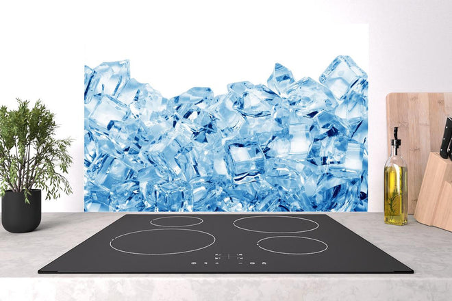 Spritzschutz - Blau kristallklarer Eiswürfel