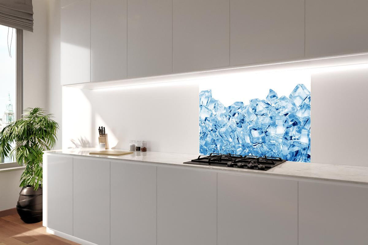 Spritzschutz - Blau kristallklarer Eiswürfel