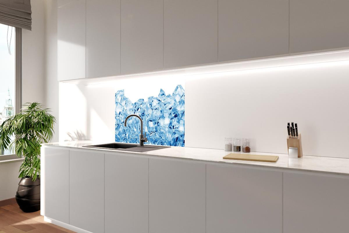 Spritzschutz - Blau kristallklarer Eiswürfel