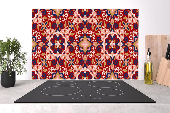 Spritzschutz - Blumige Fliesen