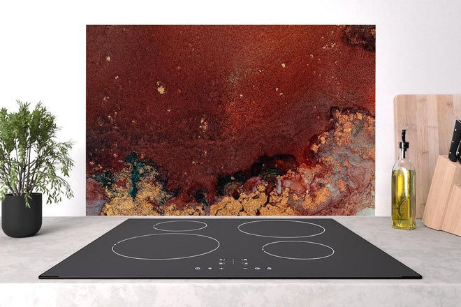 Spritzschutz - Bräunliche Marmor Textur - Flüssigmalerei