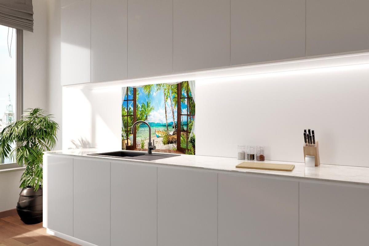 Spritzschutz - Bungalow mit Blick aufs Meer