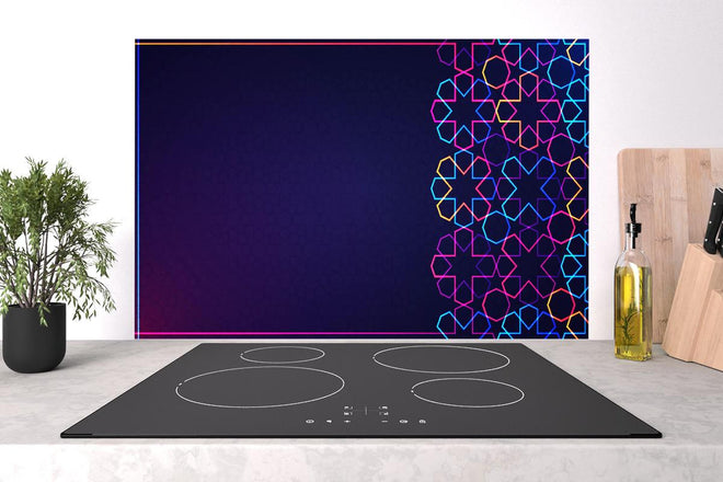 Spritzschutz - Bunte Neon Muster Eid Mubarak Hintergrund