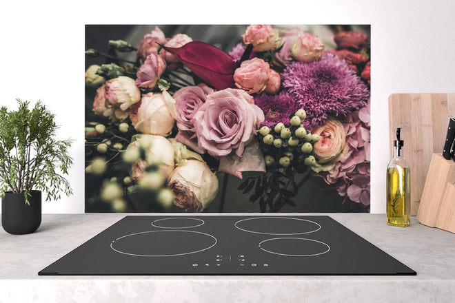 Spritzschutz - Buntes Blumenbouquet