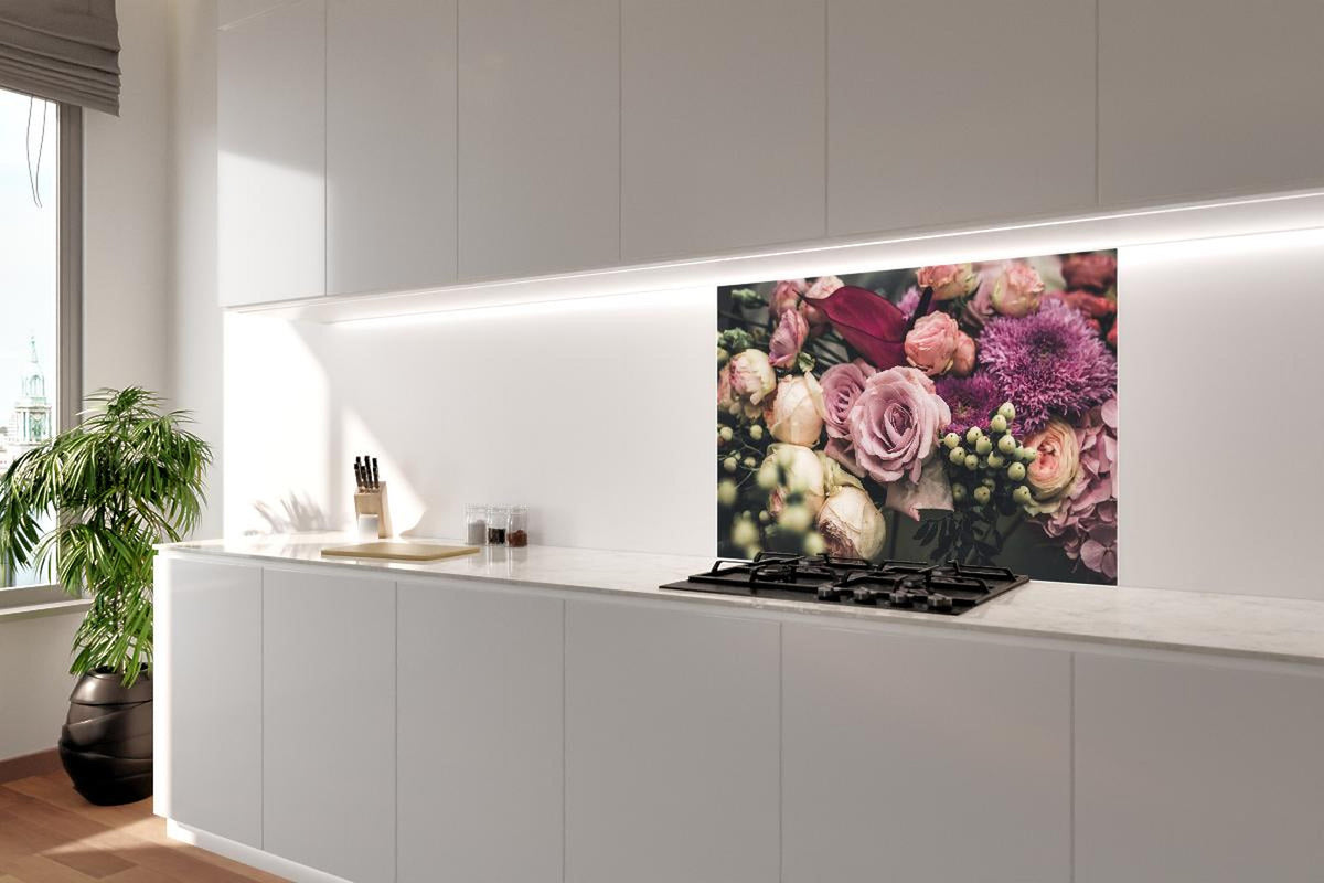 Spritzschutz - Buntes Blumenbouquet