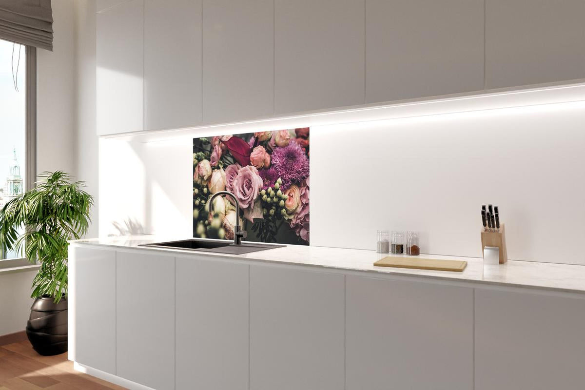 Spritzschutz - Buntes Blumenbouquet