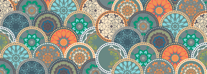 Spritzschutz - Buntes Mandala-Design mit floralen Mustern