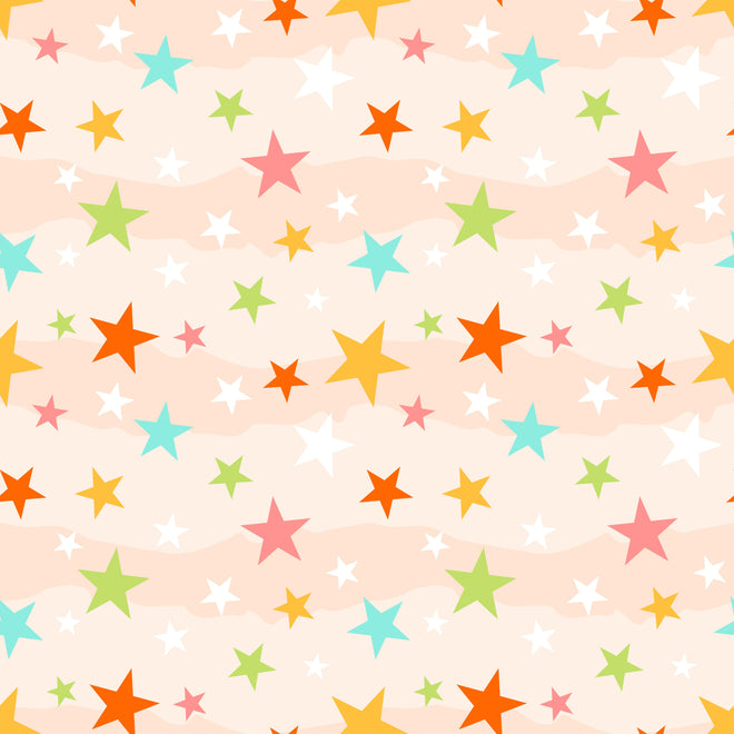 Spritzschutz - Buntes Sternmuster auf hellem Grund