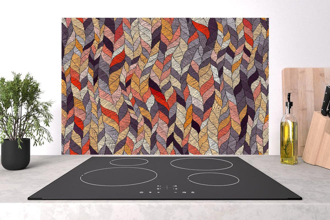 Spritzschutz - Buntes Textil Wellenmuster in Herbsttönen