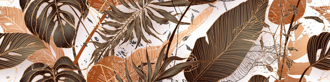 Spritzschutz - Dekoratives Blatt-Design in warmen Erdtönen