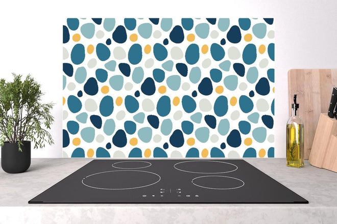 Spritzschutz - Dekoratives Blau-Weiß-Oranges Designmuster