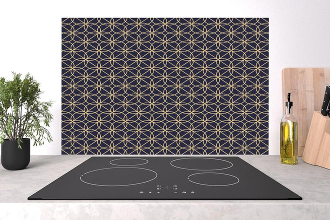 Spritzschutz - Dekoratives Blaues Geometrie-Muster