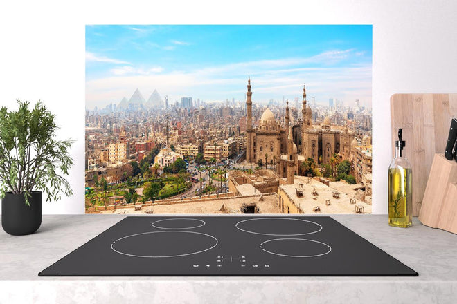 Spritzschutz - Die Moschee-Madrassa von Sultan Hassan im Panorama von Kairo