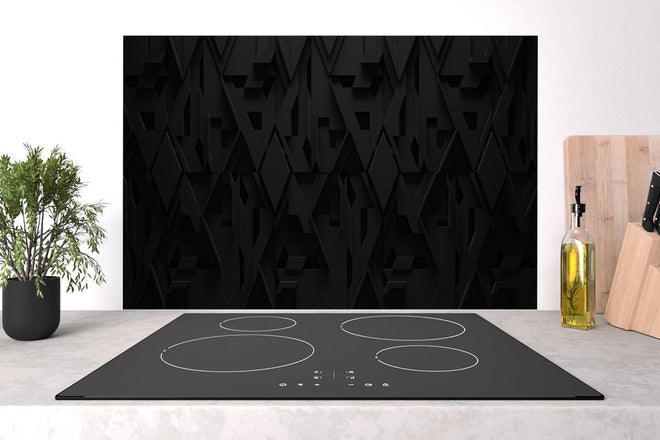 Spritzschutz - Dunkel Schwarzer Geometrischer 3D Hintergrund