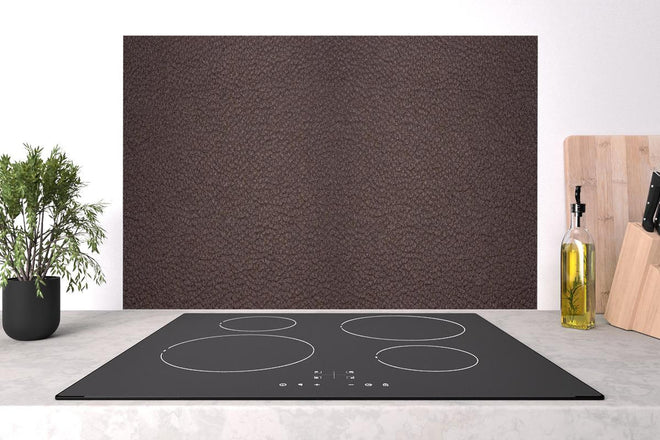 Spritzschutz - Dunkelbraune Lederstruktur im Panorama