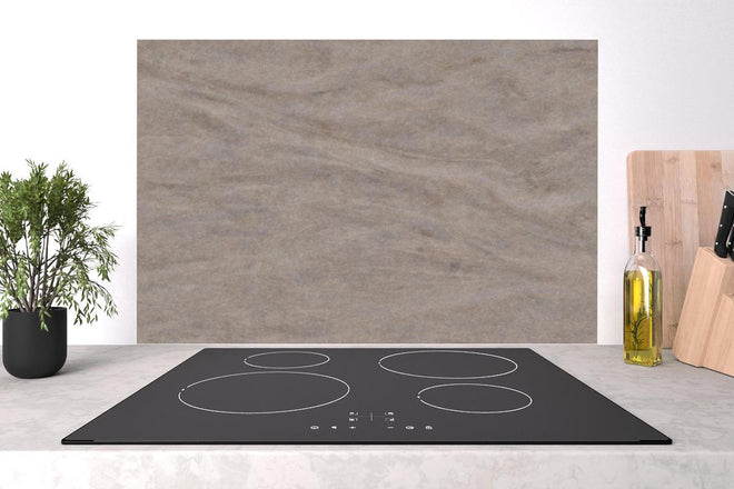 Spritzschutz - Edle Marmortextur in Seidigem Grau-Beige